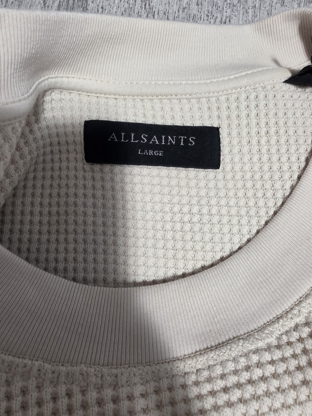 AllSaints Cream Waffle-Knit Crew Neck Top - Picture 2 of 8